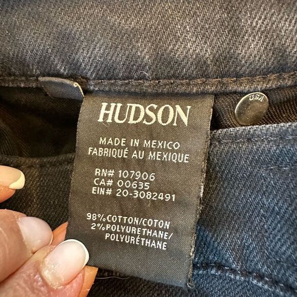 Hudson Riley Crop Relaxed Straight Leg Women's Black Jeans Star Detail Size 27 - Picture 9 of 16